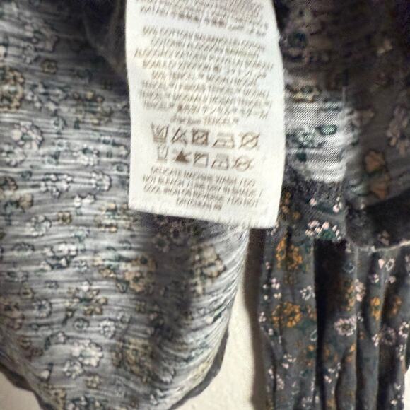 Boden Ruffle Jersey Gray Floral Print Long Sleeve Modest Blouse Size 4 - Picture 13 of 14